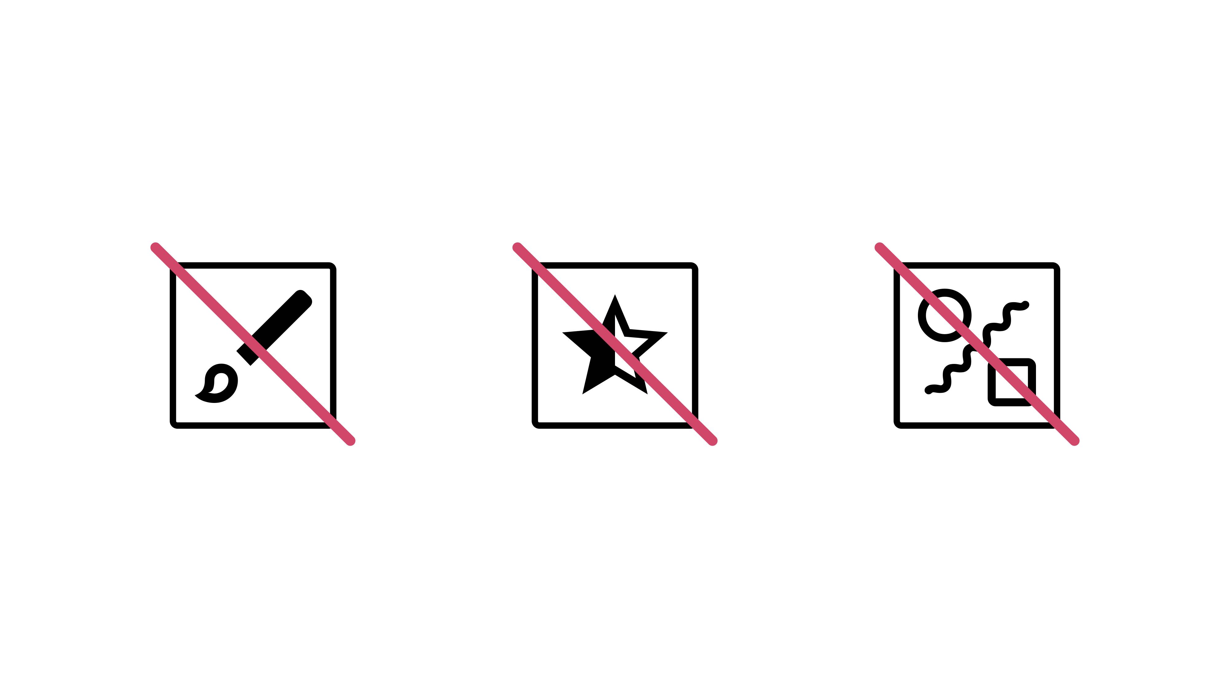 Three icons illustrating described points.
