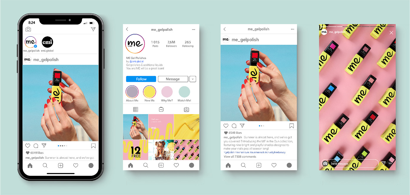 A mockup with Instagram communication.
